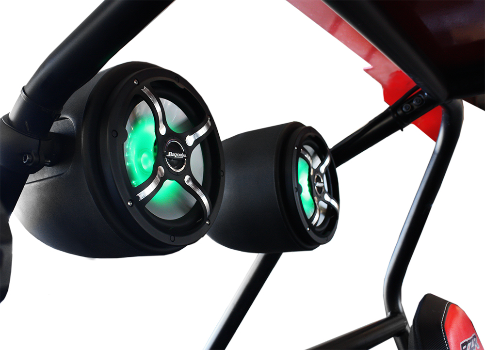 <p>two 8" LED speaker towers on the back of a RZR 4 seat</p> - Taylor